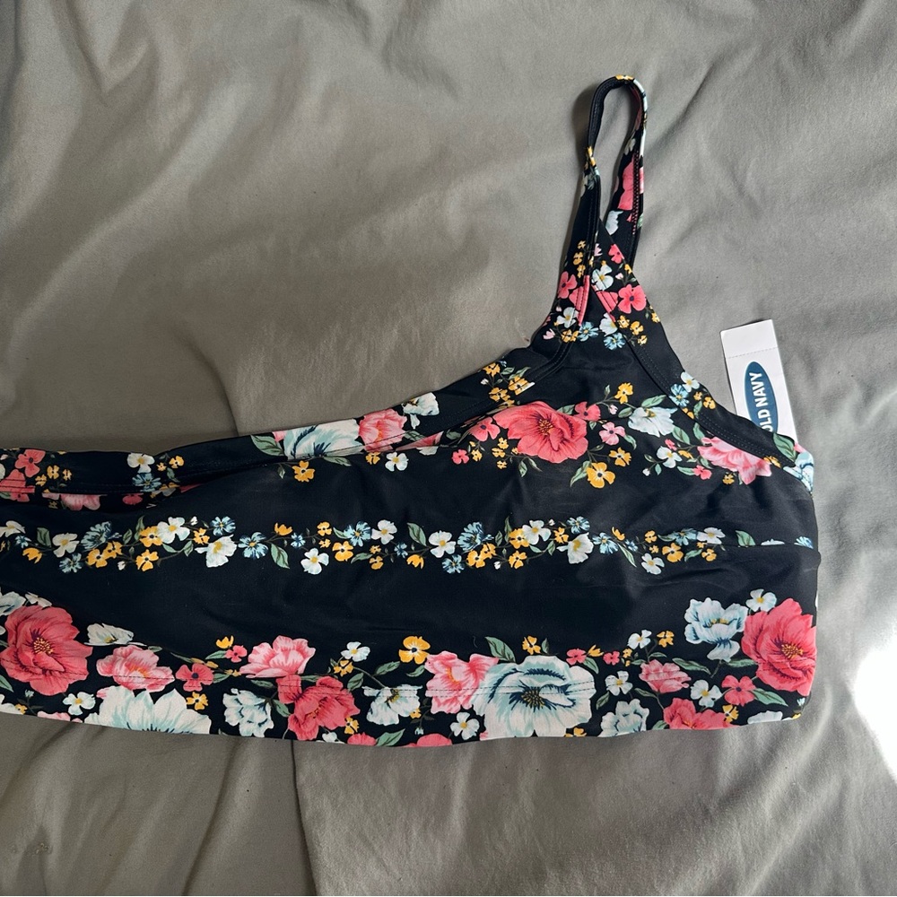 Floral Black and Pink One-Shoulder Top